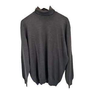 PIATTELLI 100% Merino Wool Turtleneck Sweater Gray Knit Size 2XL